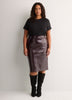 Faux Croco Leather Pencil Midi Skirt