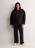 Black Quilted Straight-Fit Knit Jacket - Active Zone