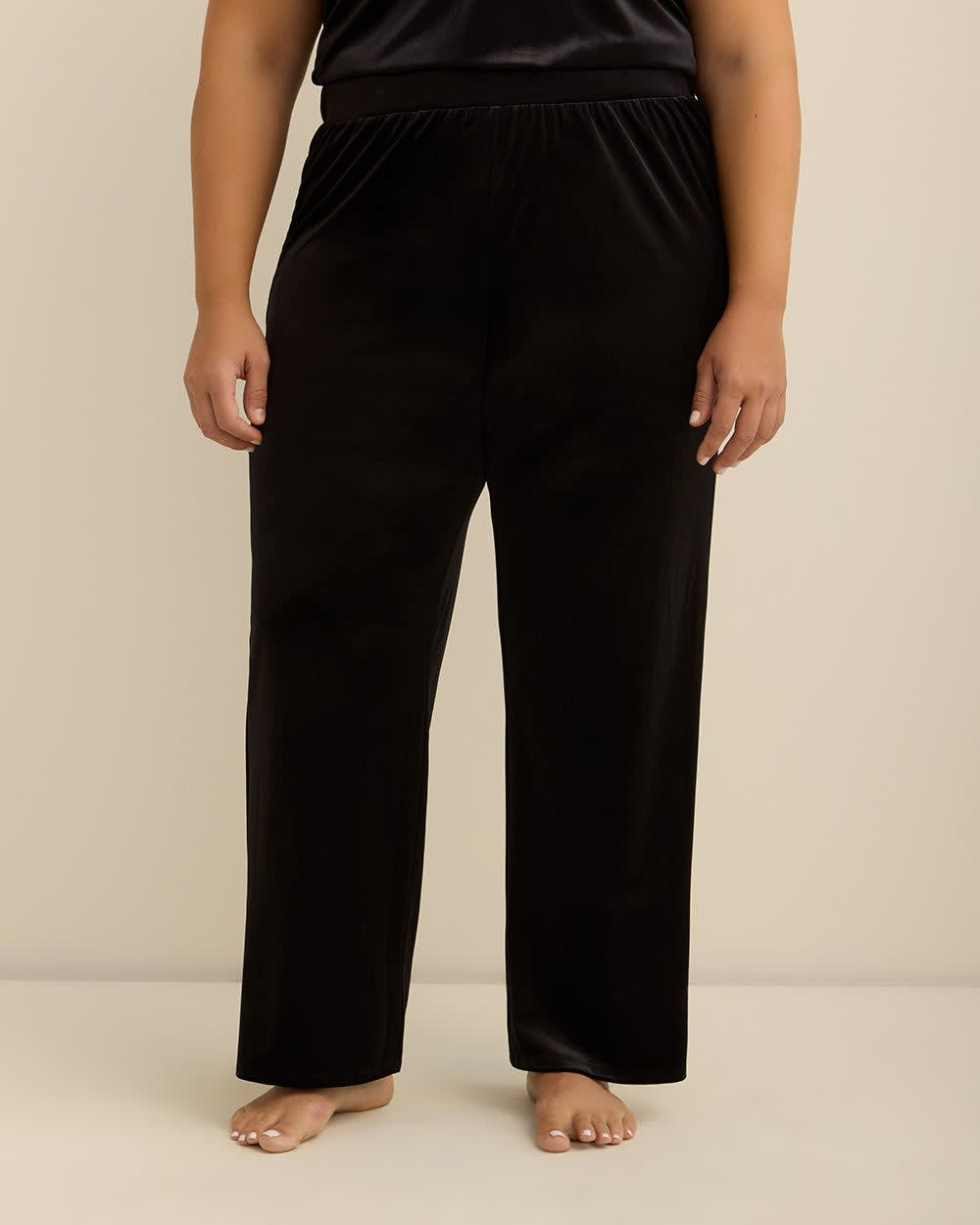 Pantalon de pyjama tricoté DEESSE – Jambe droite, mélange de polyester, taille élastique