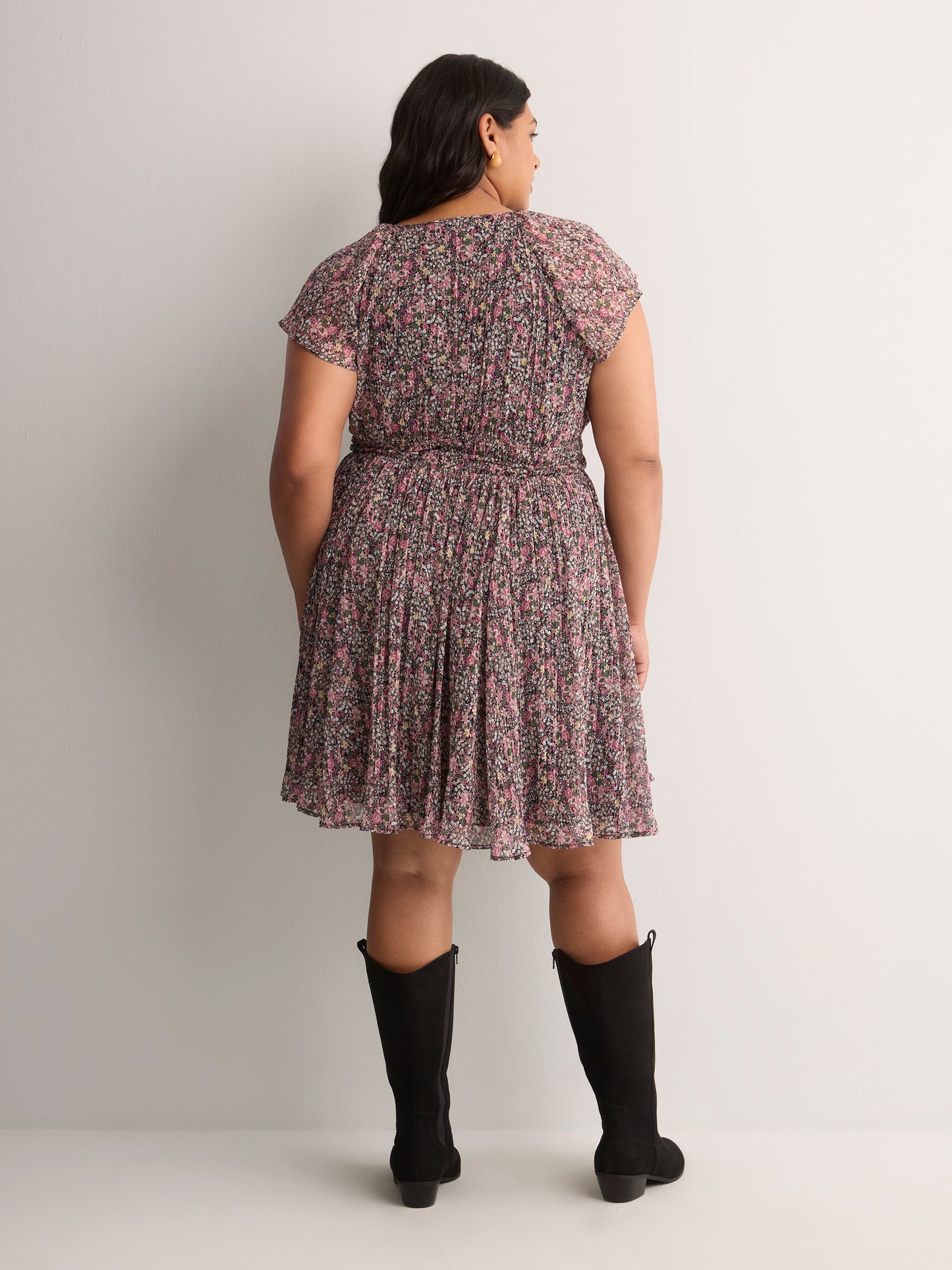 Fit and Flare Dress with Short Flutter Sleeves - Addition Elle