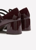Extra Wide Width, Faux Leather High Block Heel Shoe with Double Strap