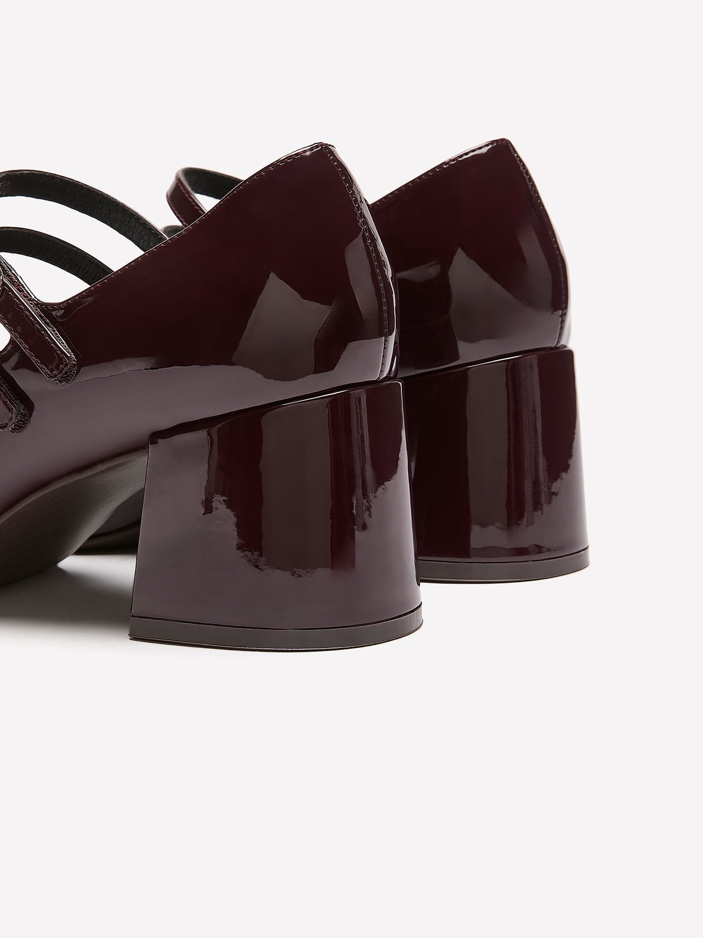 Extra Wide Width, Faux Leather High Block Heel Shoe with Double Strap