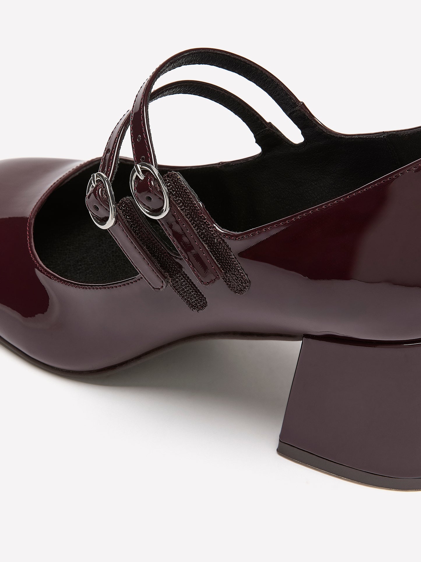Extra Wide Width, Faux Leather High Block Heel Shoe with Double Strap