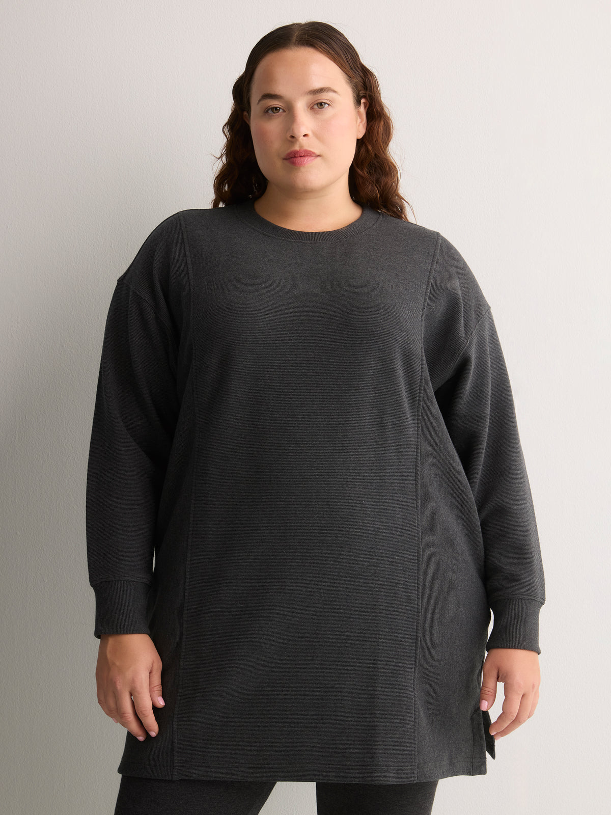 Dark Grey Ottoman Crew Neck Dress - Active Zone