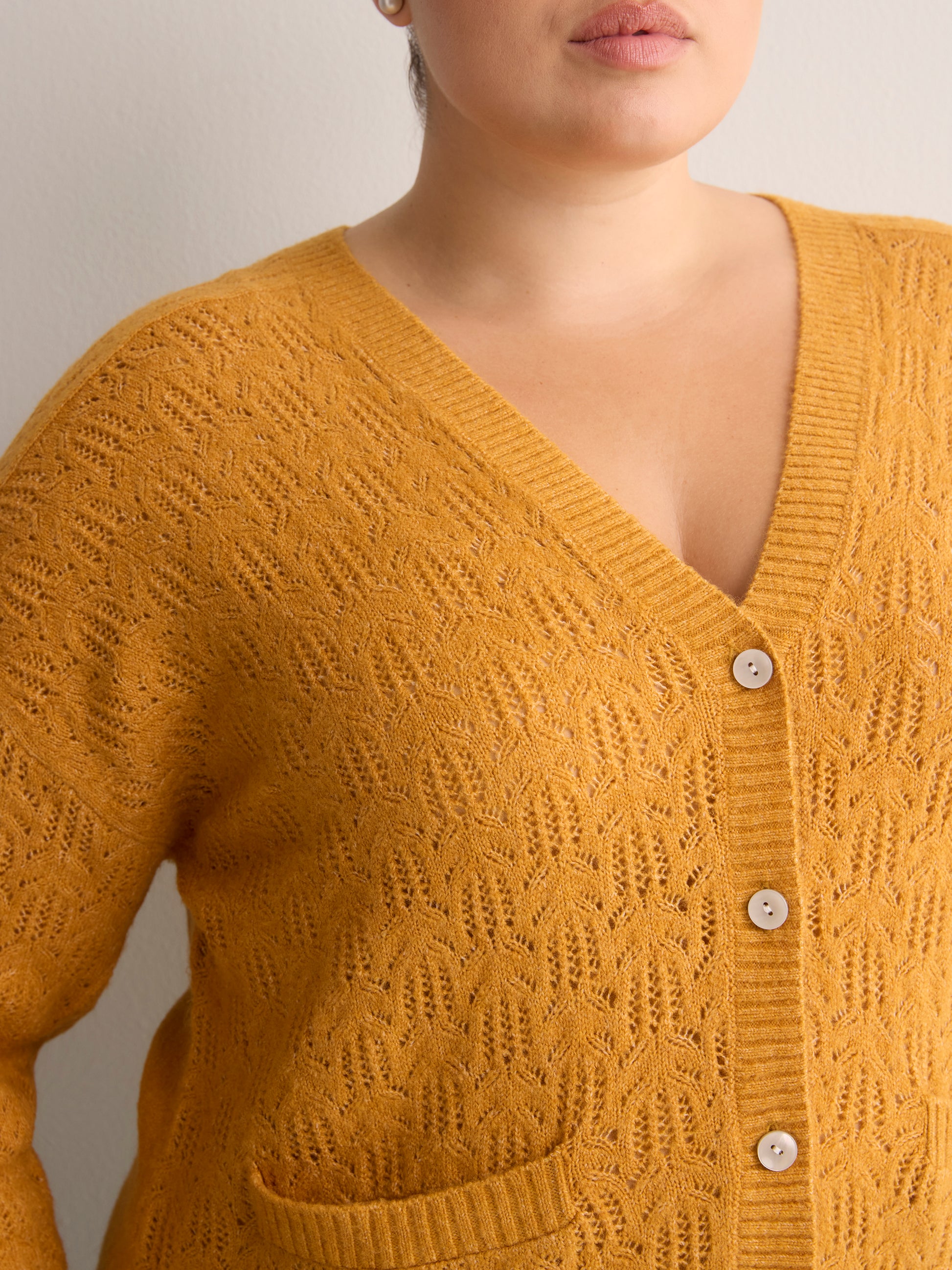 Loose Pointelle Knit Sweater Cardigan