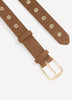 Cognac Faux-Suede Belt with Metallic Eyelet