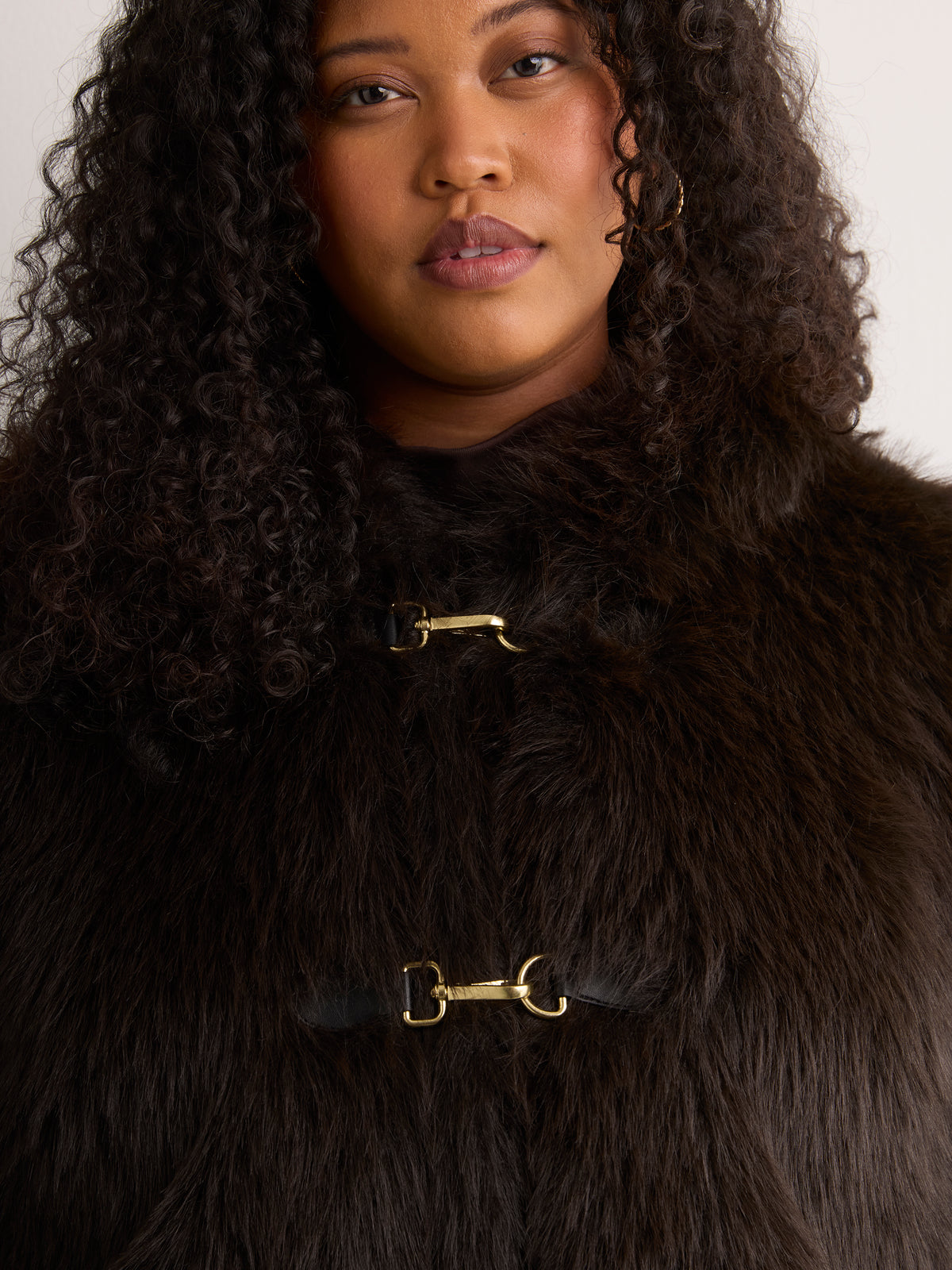 Dark Brown Faux-Fur Hooded Coat