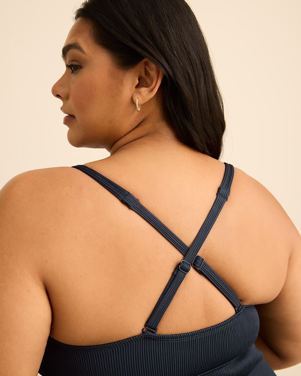 Plunge A-Line Tankini Top With Drawcords