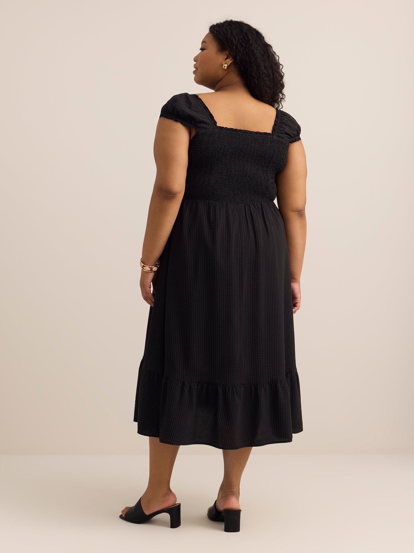 Smocked Maxi Dress with Cap Sleeves