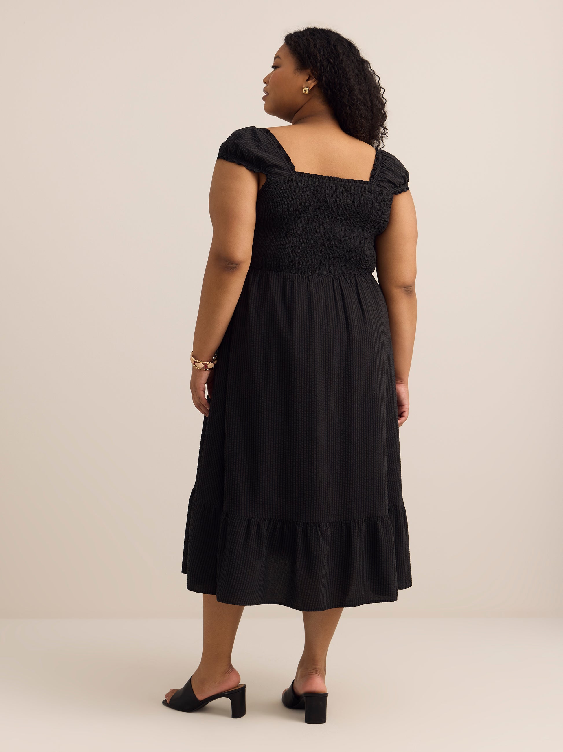 Smocked Maxi Dress with Cap Sleeves