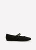 Extra Wide Width, Faux Suede Ballerina Flats with Strap