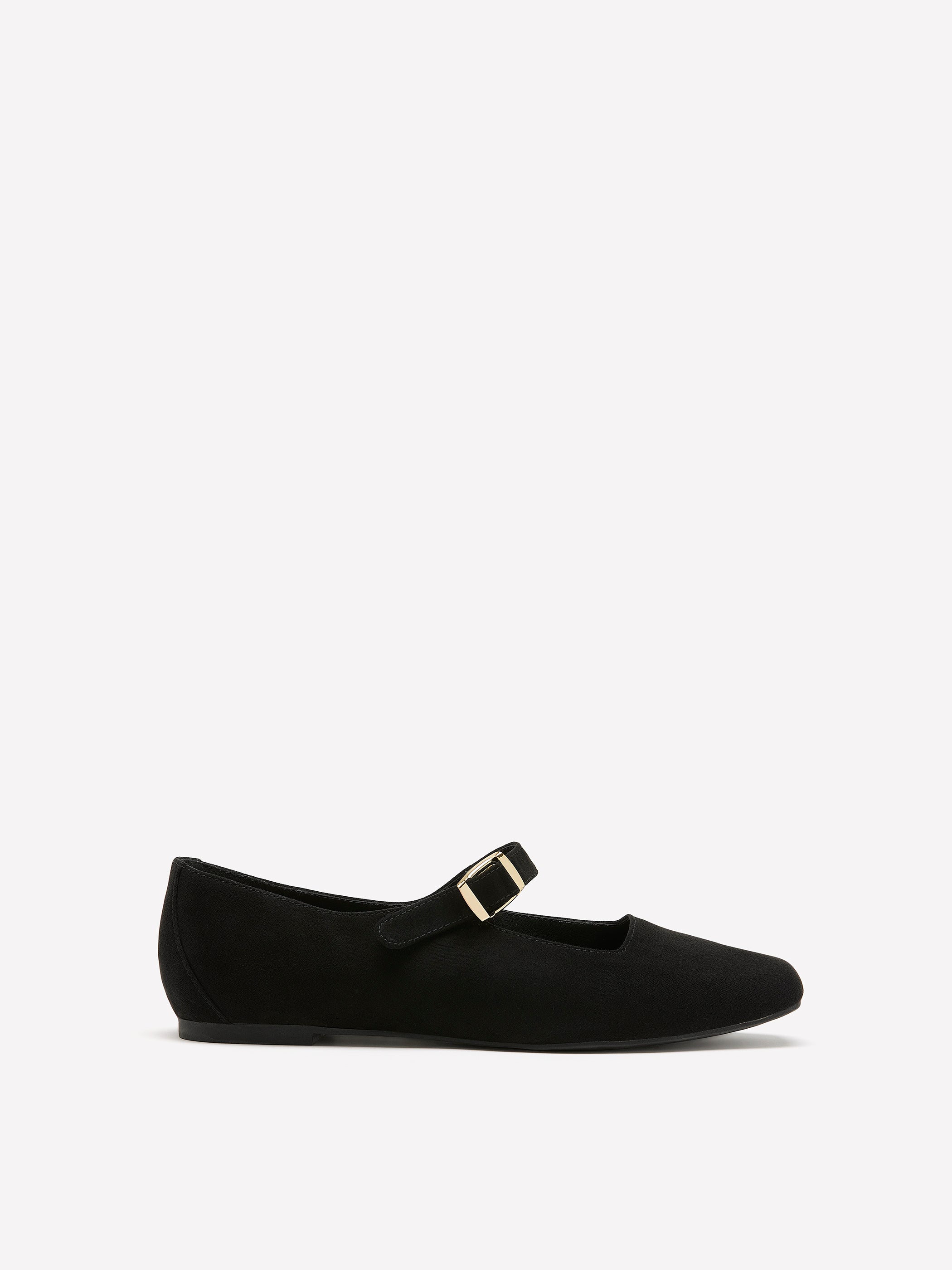 Extra Wide Width, Faux Suede Ballerina Flats with Strap