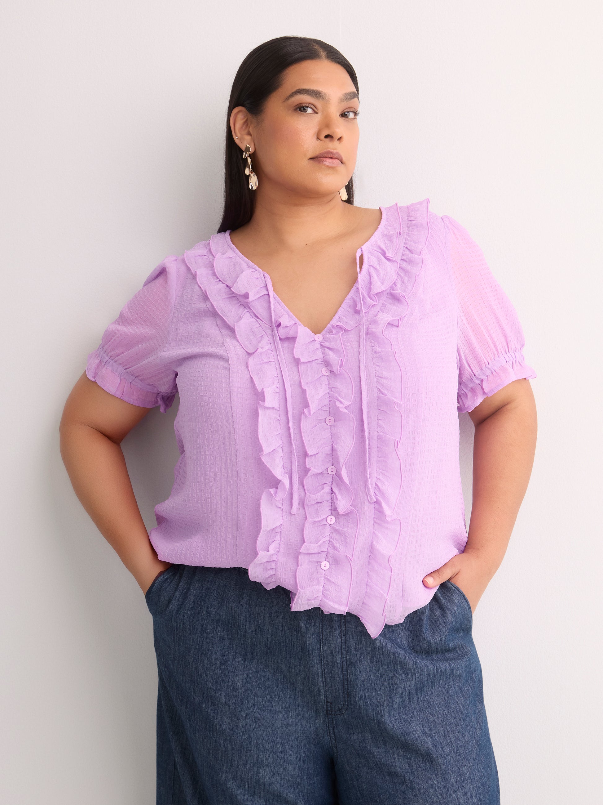 Chiffon Ruffled A-Line Blouse