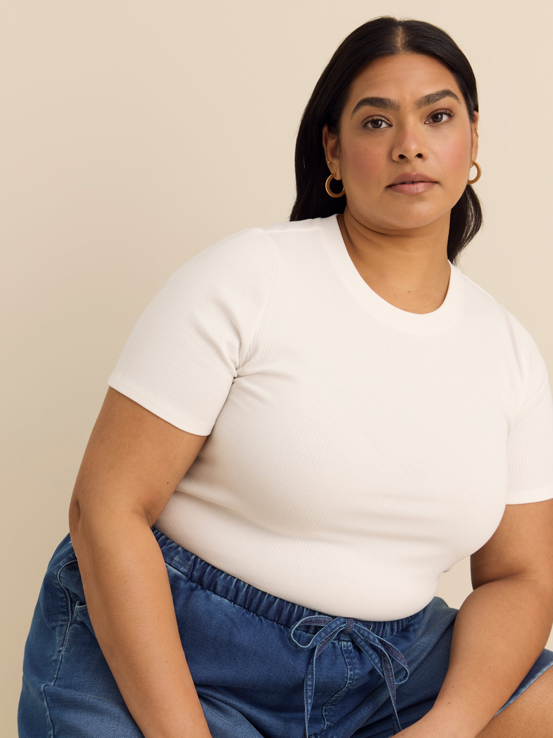 Curvy-Fit Crewneck Tee with Placement Print