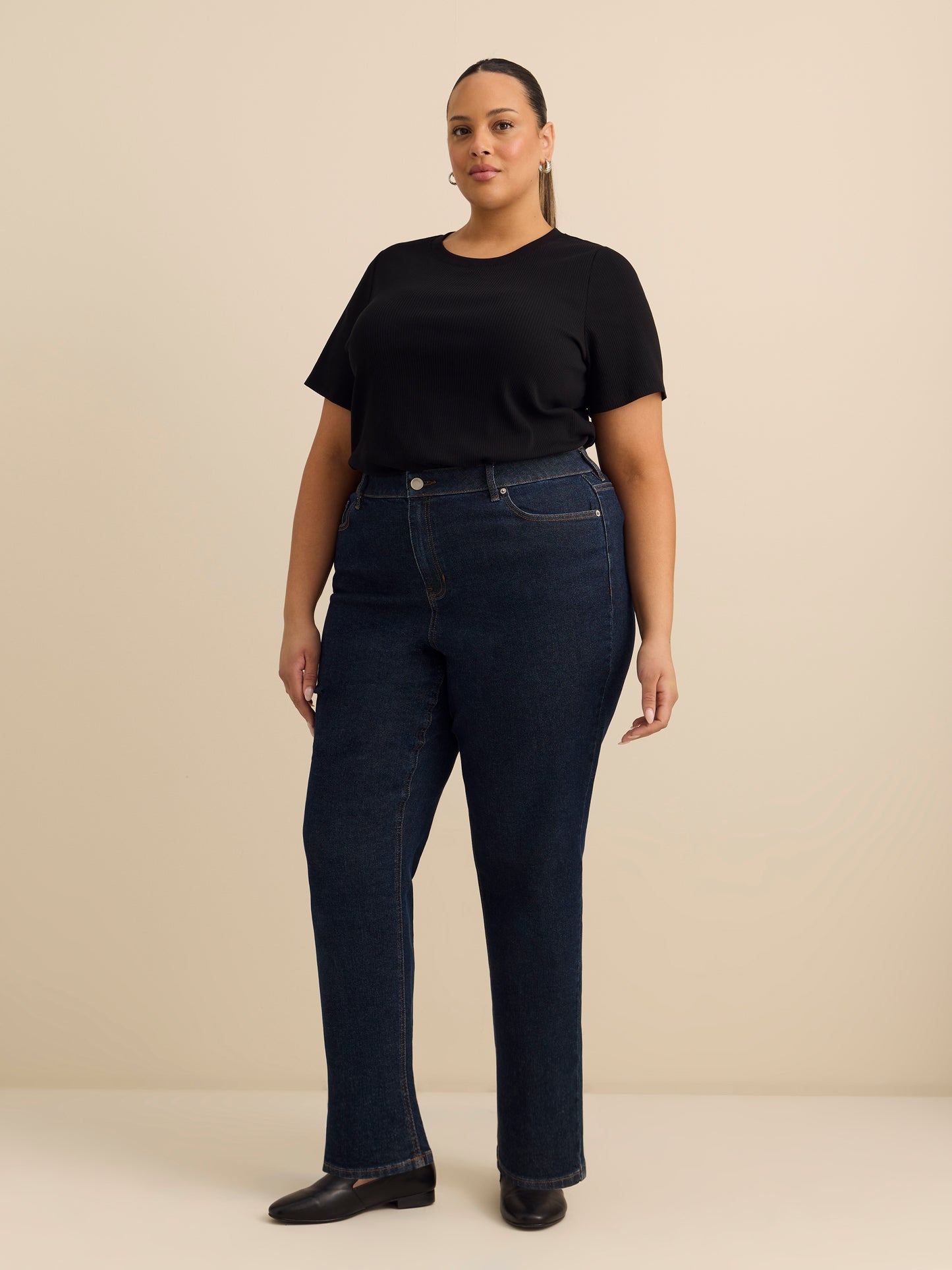 Curvy-Fit Crewneck Tee with Placement Print