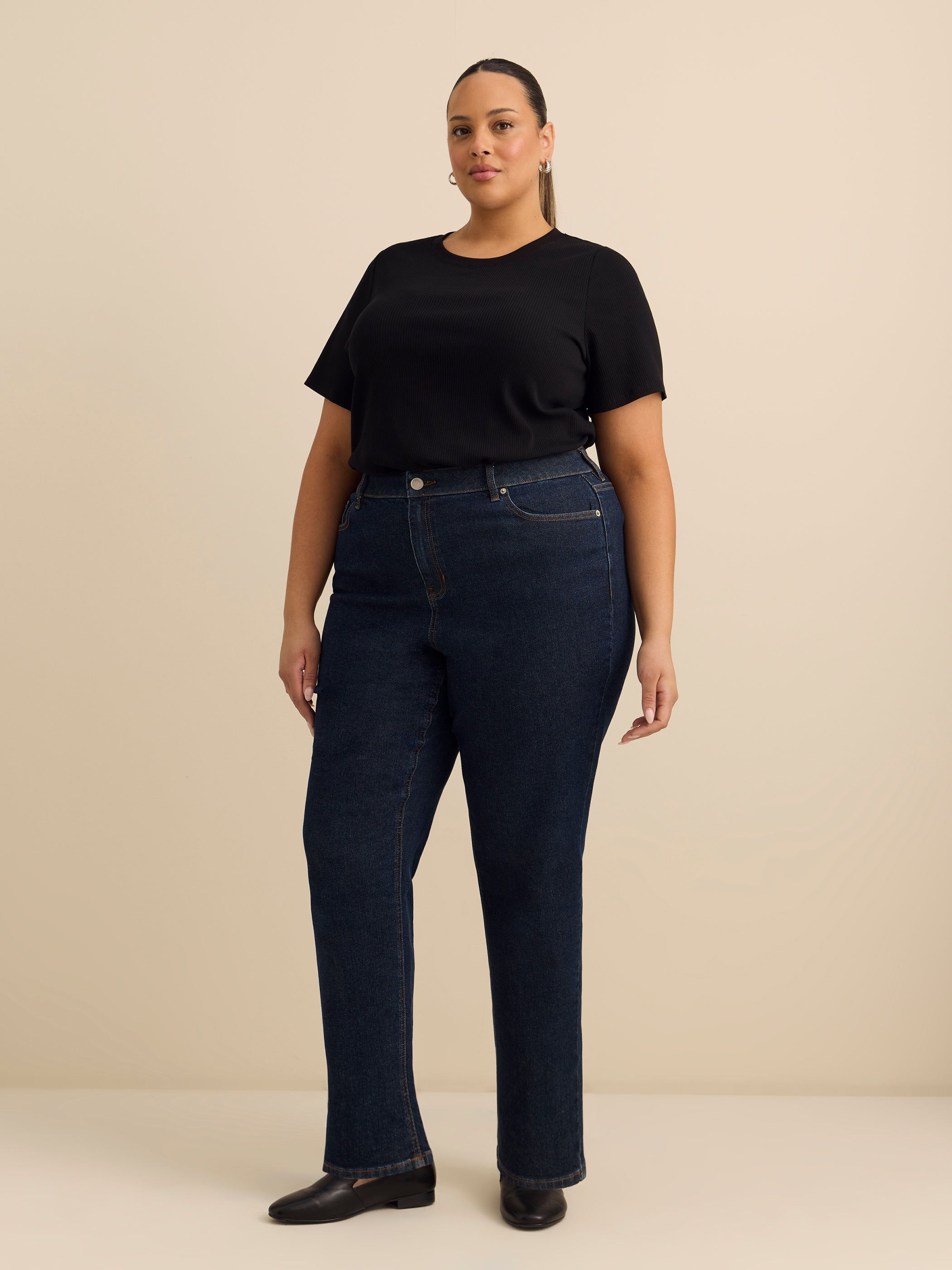 Curvy-Fit Crewneck Tee with Placement Print