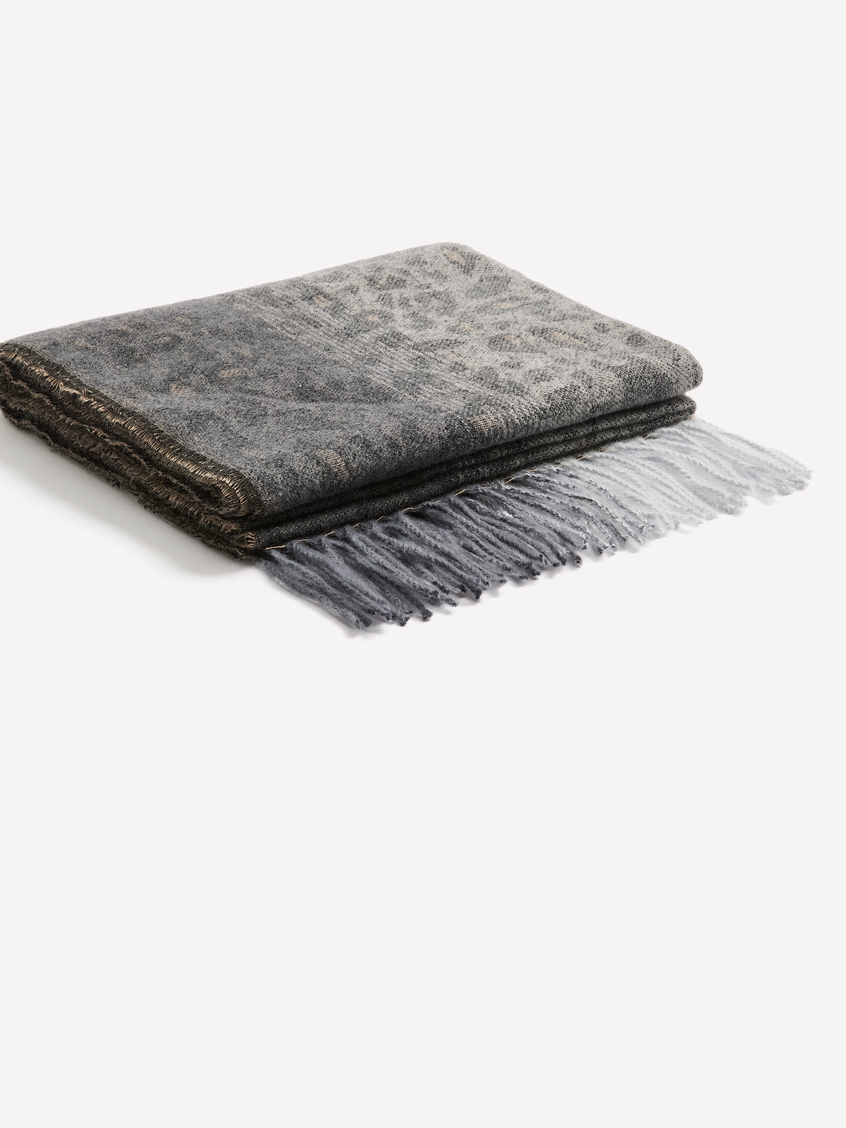 Ombre Grey Leopard Feather-Soft Winter Scarf