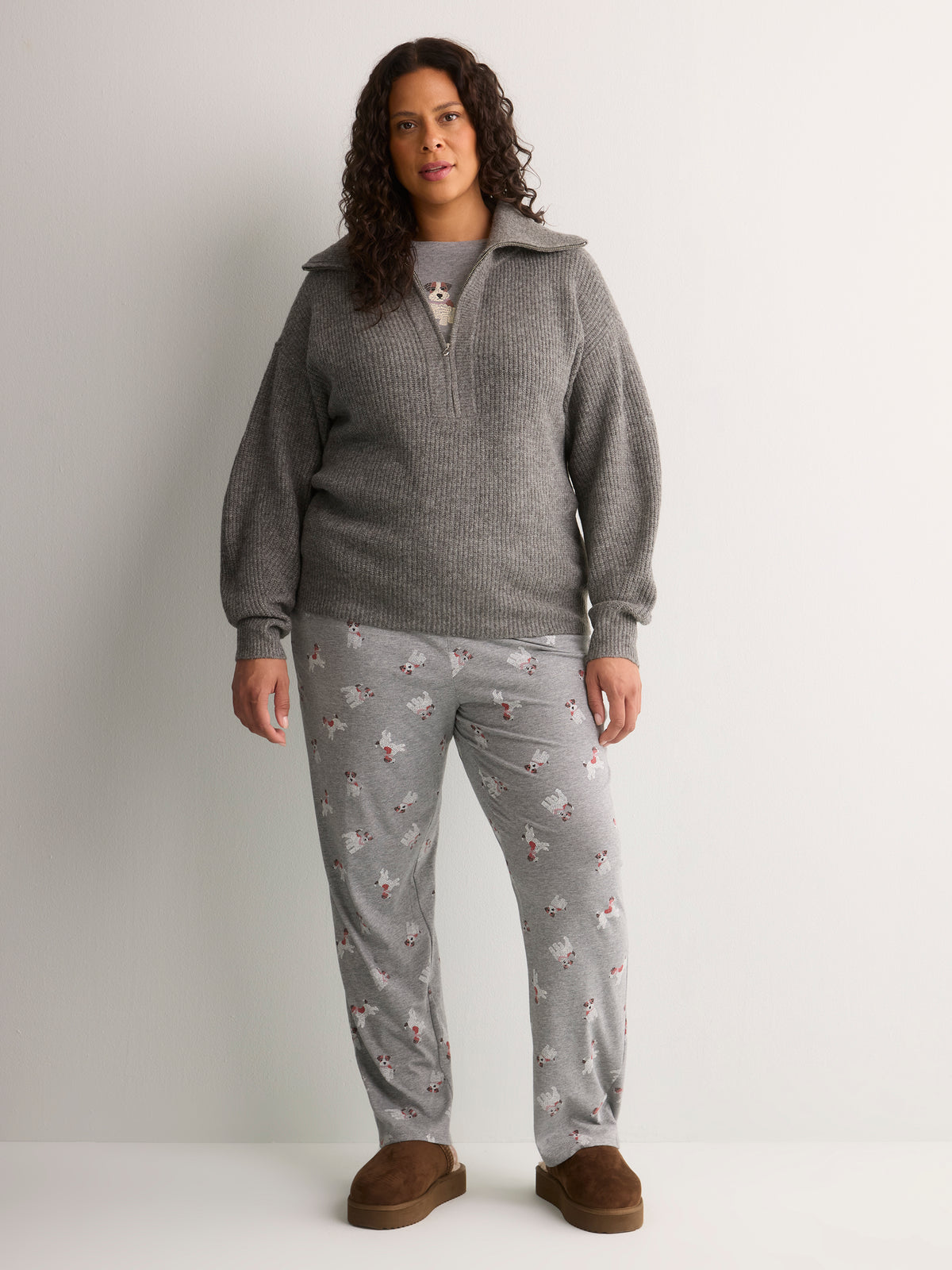Loose-Fit Half-Zip Shaker Knit Sweater