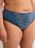 Cheeky Blue Microfibre Brief with Embroidered Mesh - Déesse
