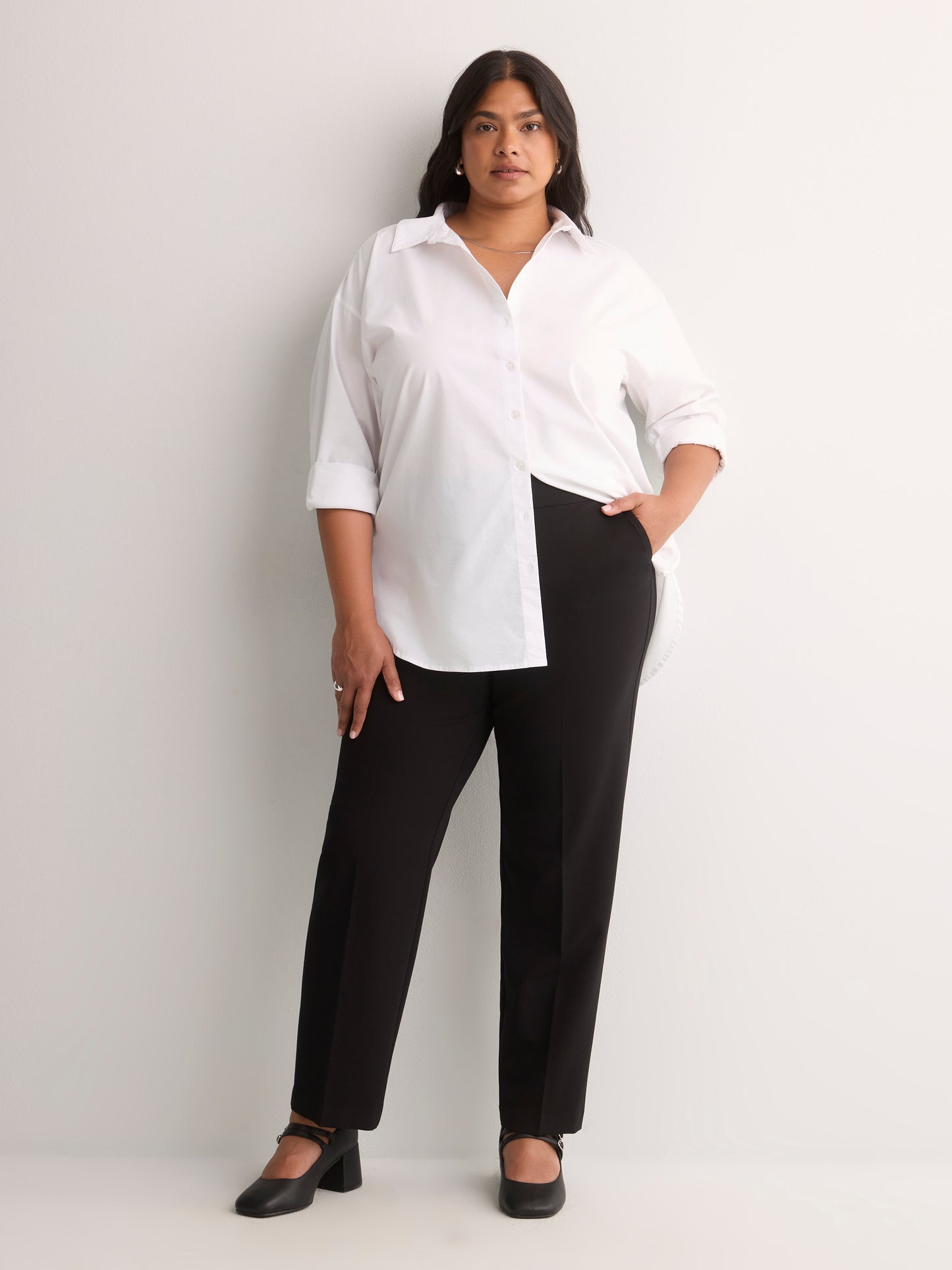 Tall, Black Straight-Leg Savvy Pant