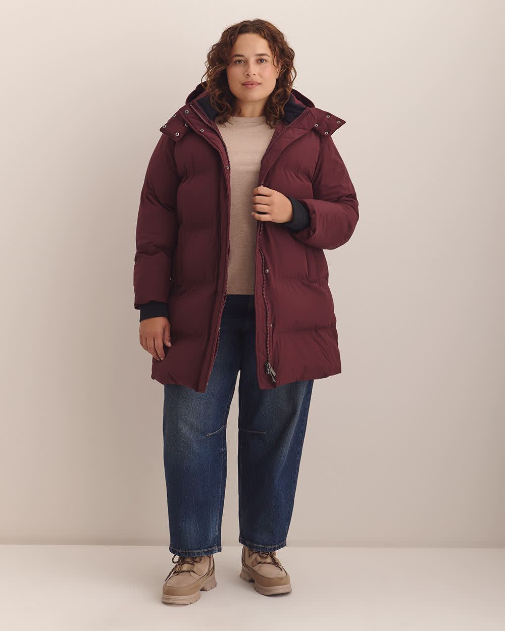 Penningtons Mid-Length Puffer Jacket – Bi-Stretch, Removable Hood