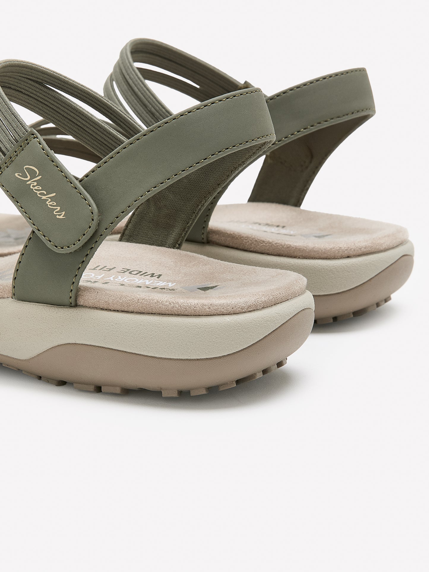 Wide Width, Reggae Slim Coffee Run Stretch Sandal - Skechers