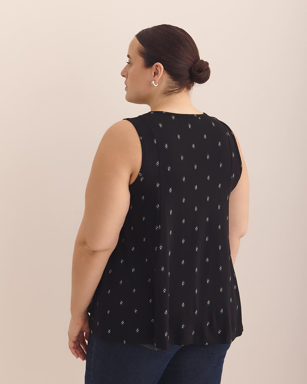 Printed Scoopneck Swing Cami with Princess Seams