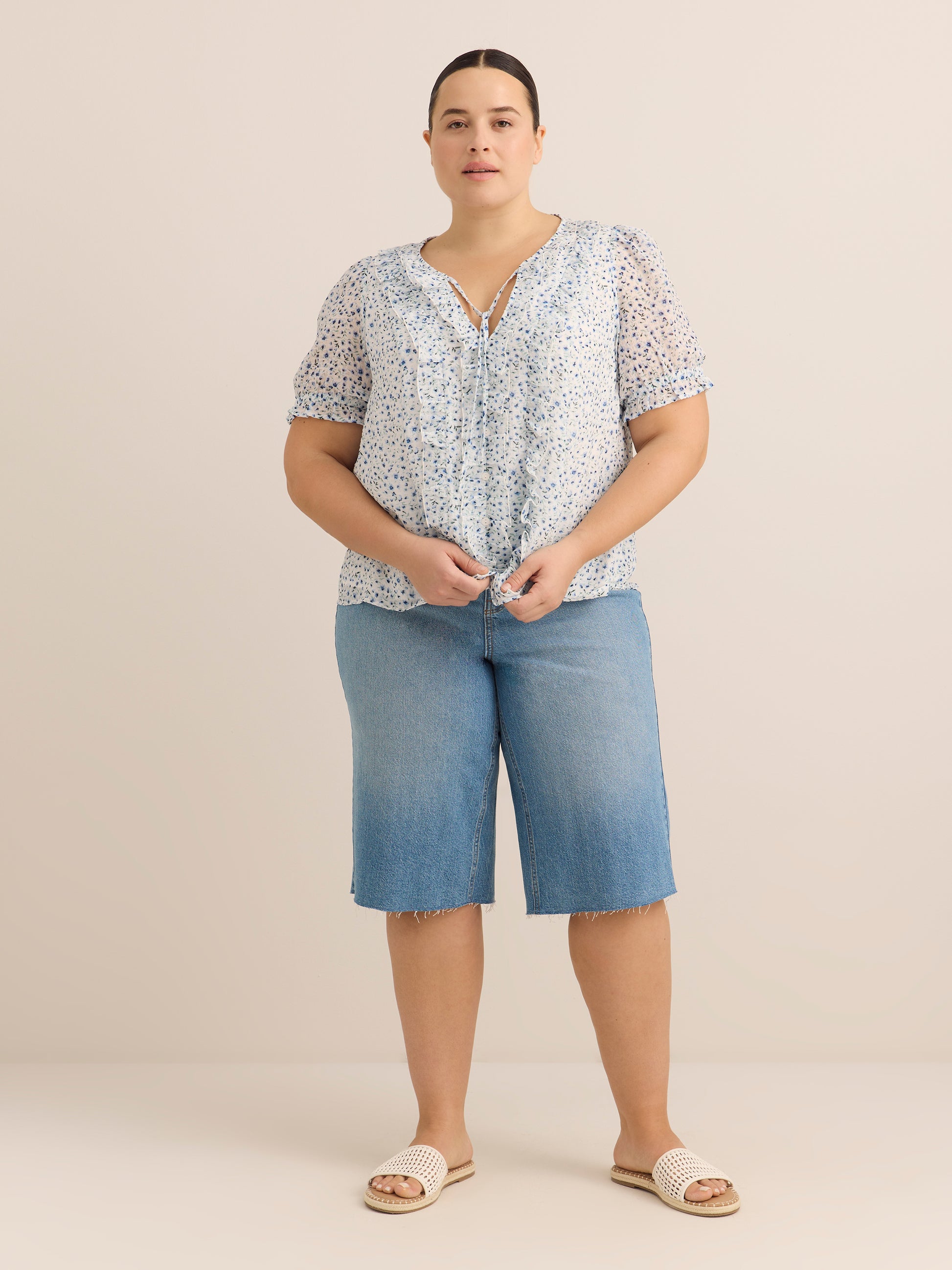 Chiffon Ruffled A-Line Blouse