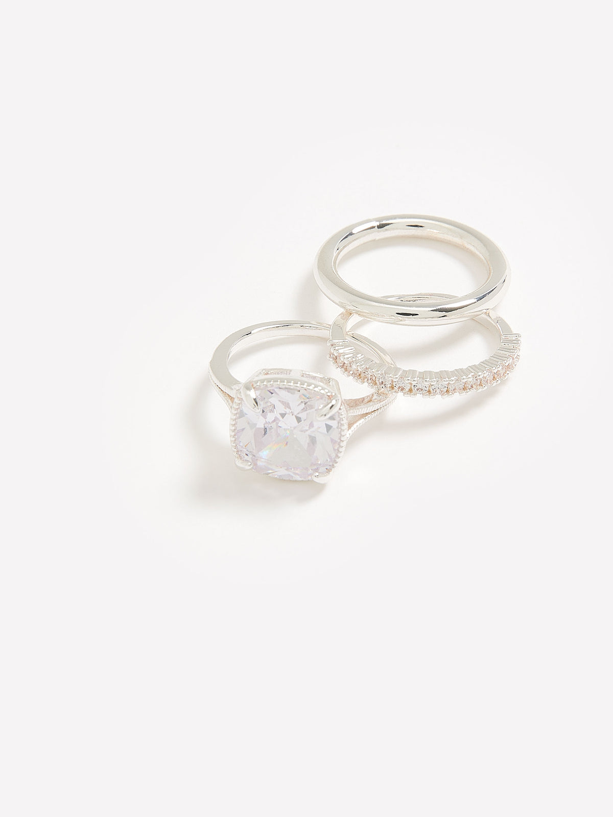 Assorted Cubic Zirconia Rings, Set of 3