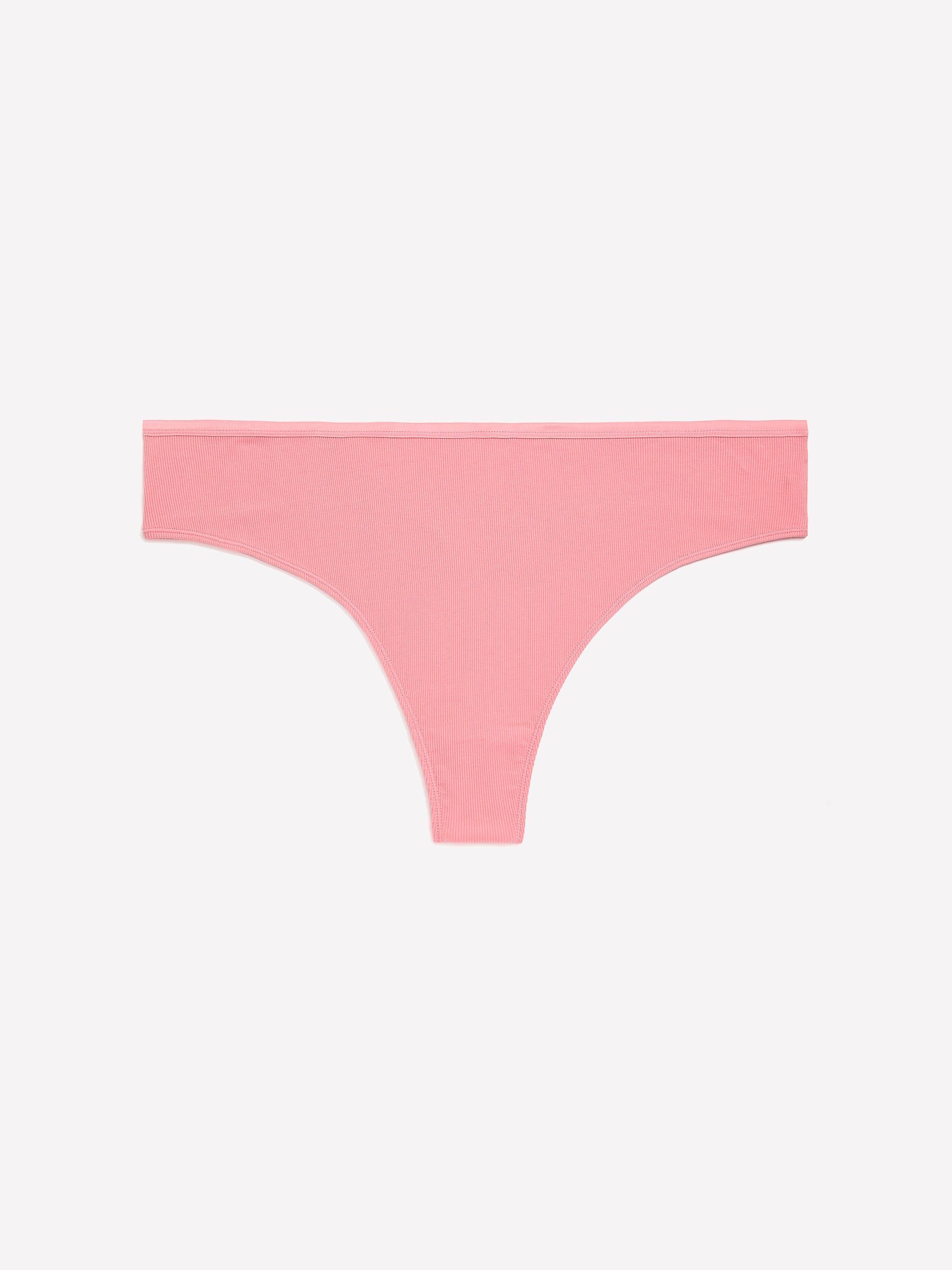 Pink Rib Knit Thong - ti Voglio