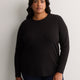 Boyfriend-Fit Long-Sleeve Rib Knit Tee