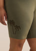 Bike Short with Eyelet Palm Tree Embroidery