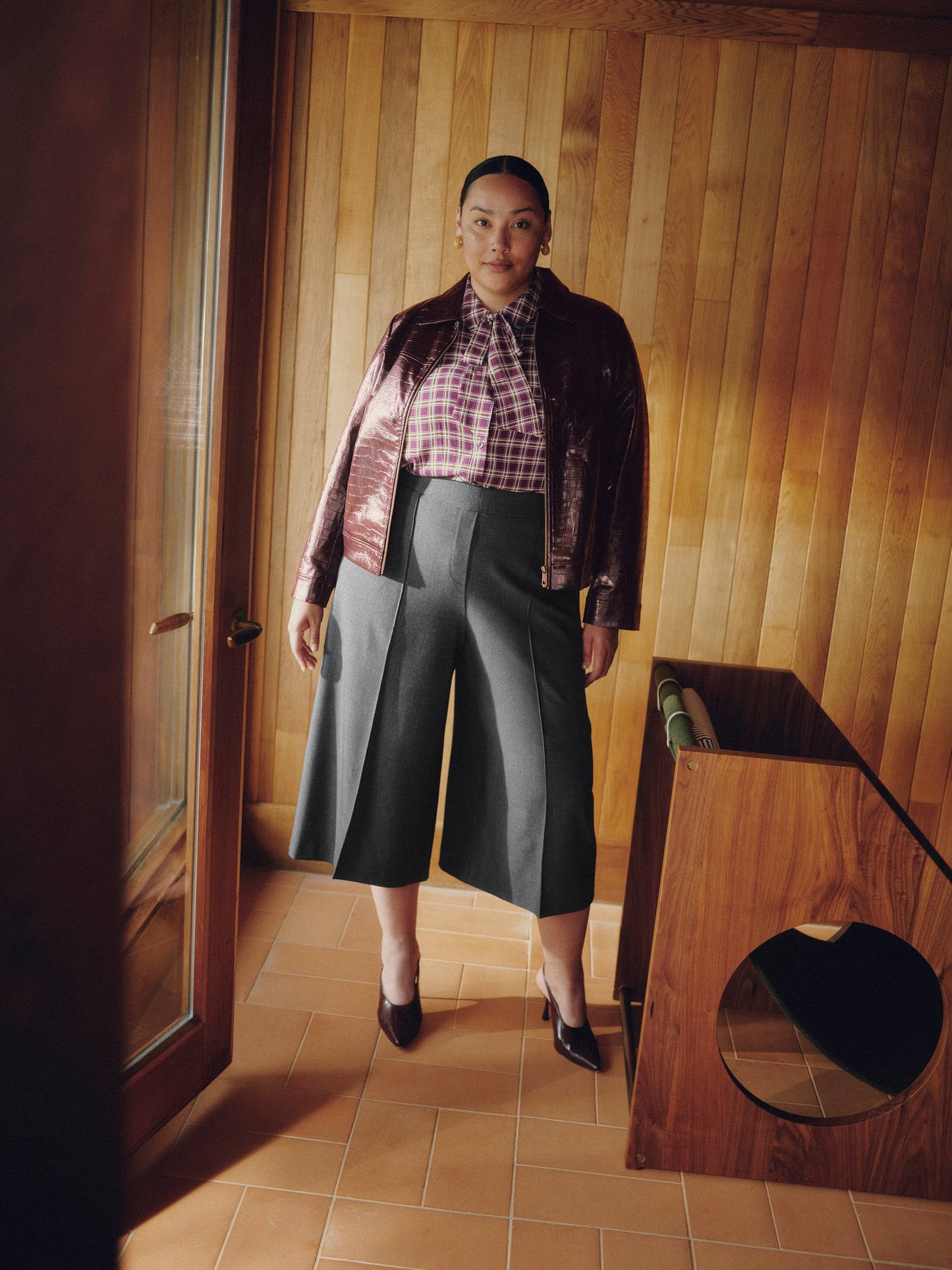 Pintuck Pull-On Crop Culotte Pant