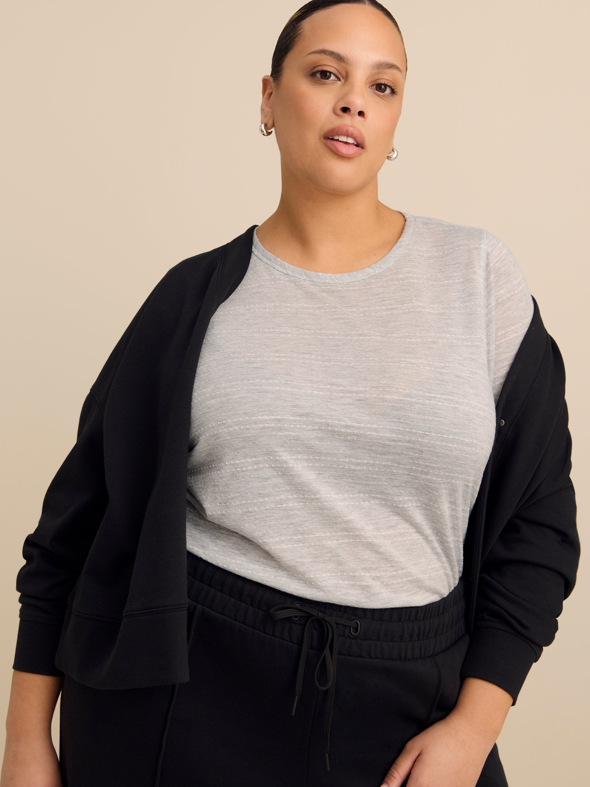 Crew-Neck T-Shirt with Side Shirring Detail - Active Zone