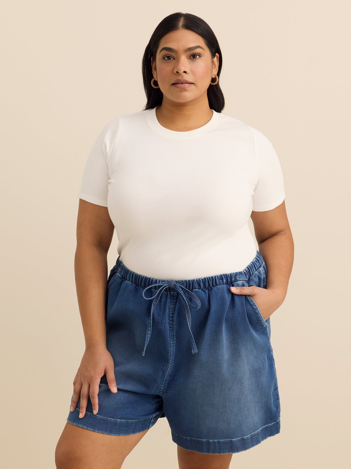 Curvy-Fit Crewneck Tee with Placement Print