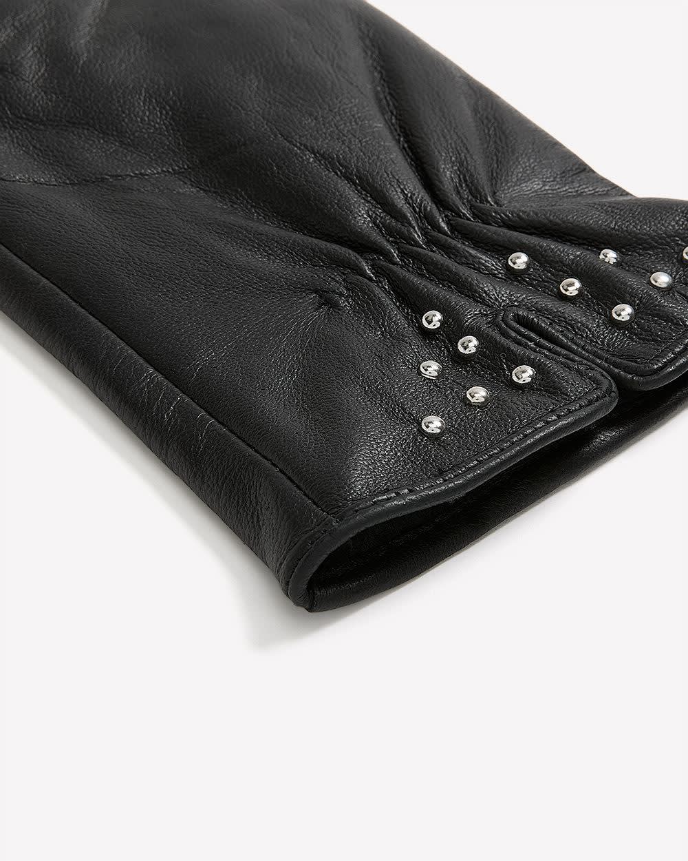 Gants en cuir noir avec clous décoratifs