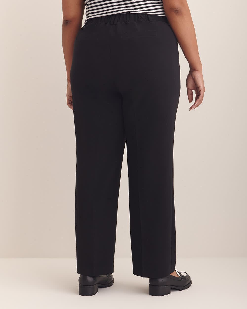 Petite, Black Straight-Leg City Pant