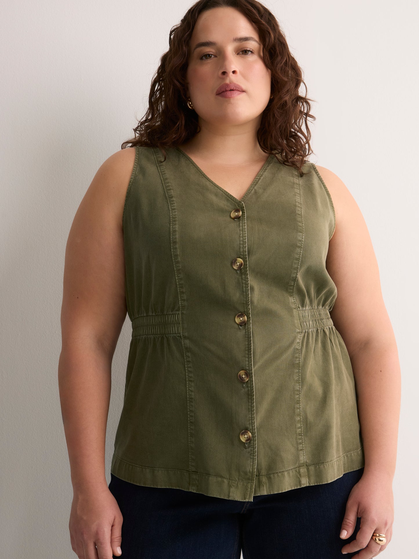 Responsible, Fit and Flare Sleeveless V-Neck Vest Blouse