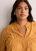 Yellow Embroidered A-Line Blouse with Split Ruffled Collar