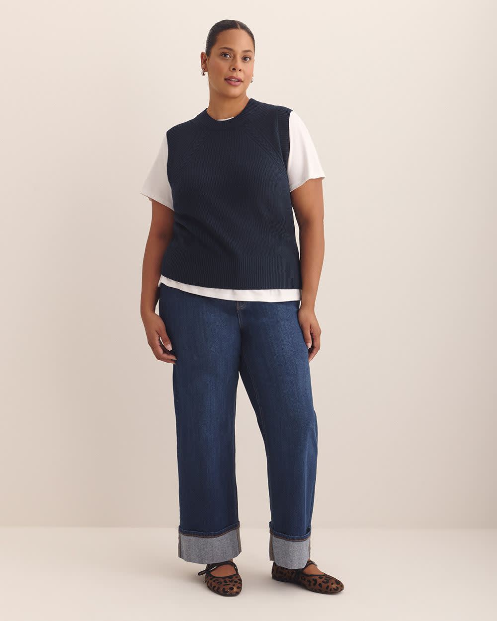 Veste en tricot à  mailles torsadées, tissu responsable