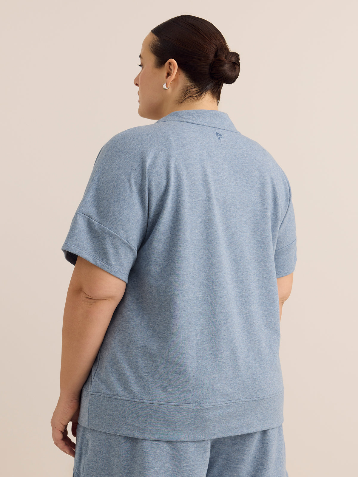 French Terry Half-Zip High-Neck Cap-Sleeve Sweatshirt - Active Zone