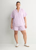 French Terry Half-Zip High-Neck Cap-Sleeve Sweatshirt - Active Zone