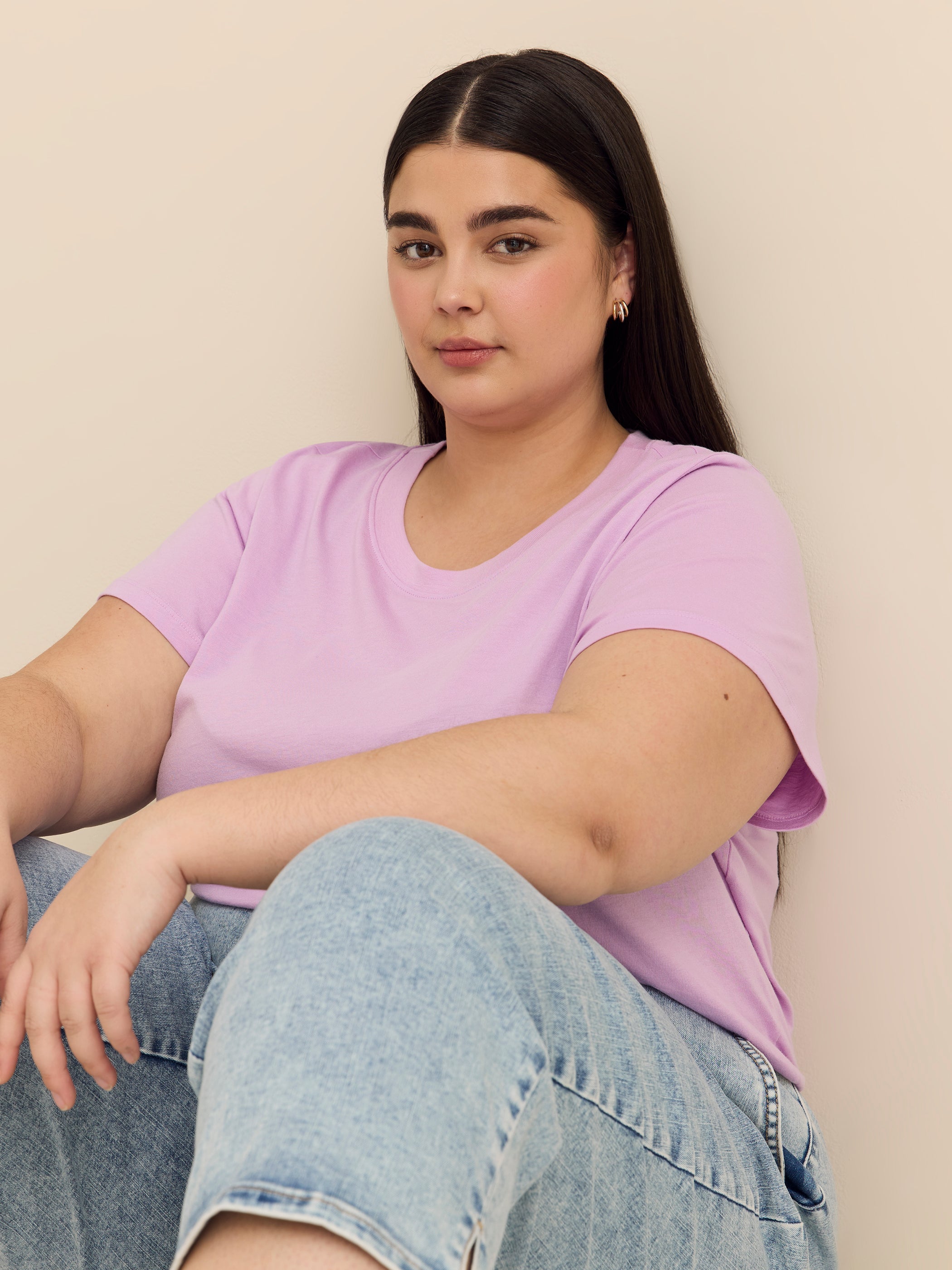 Crewneck Short-Sleeve Knit Top