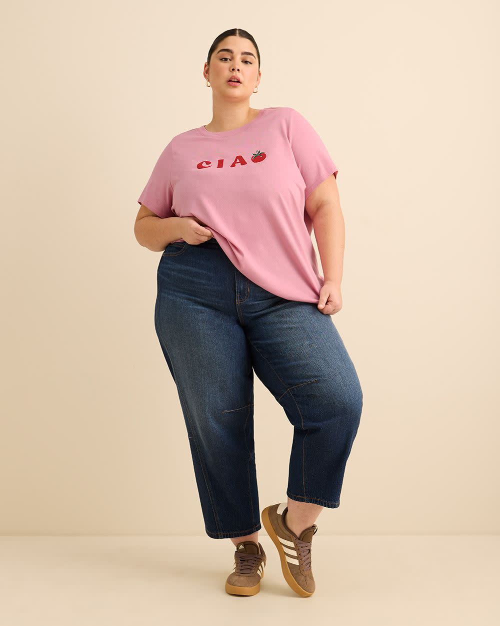 Crewneck Short-Sleeve Knit Top