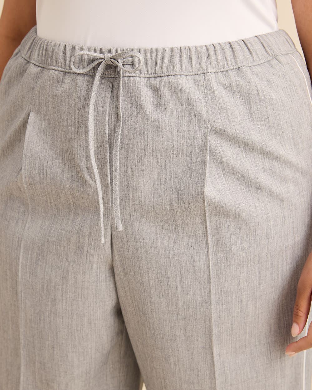 Heathered Pull-On Wide-Leg Pant