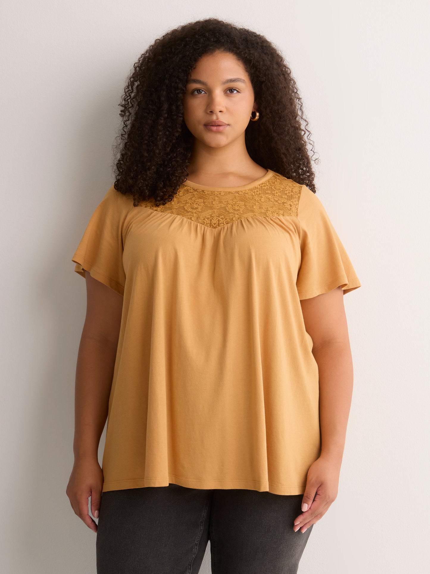 Slight Swing Top with Embroidered Yoke