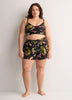 Black Floral Crop Bikini Top