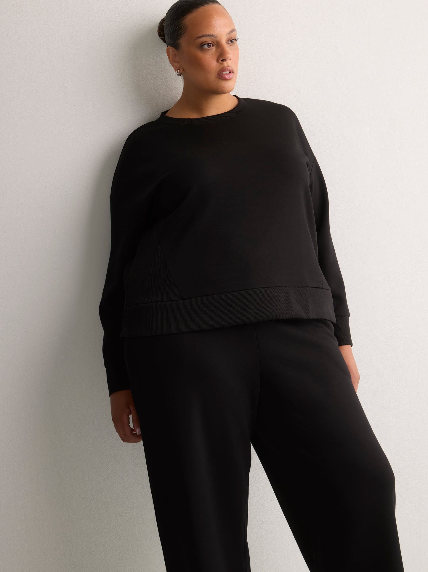 Responsible, Petite, Black High-Rise Wide-Leg Pull-On Knit Pant - Active Zone