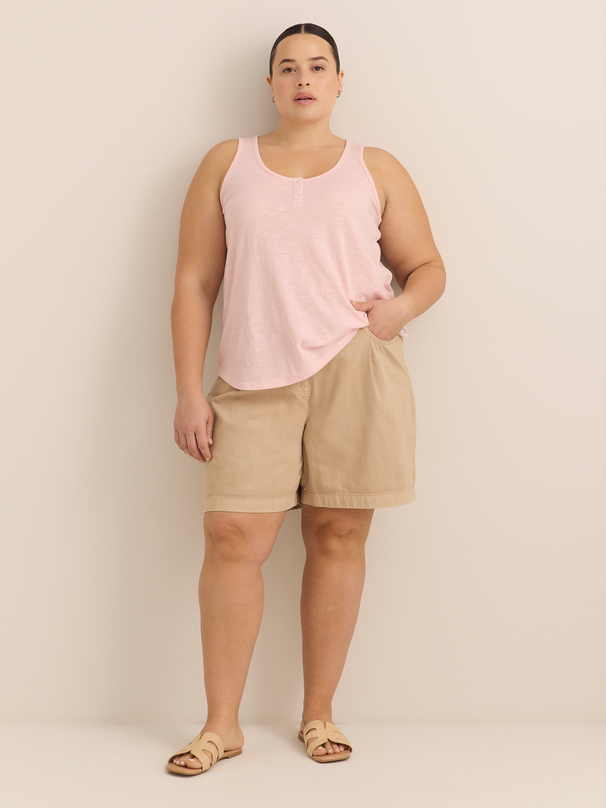 Short bermuda en mélange de coton et Tencel