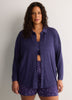 Dark Blue Buttoned-Down Pointelle Pyjama Shirt - tiVOGLIO